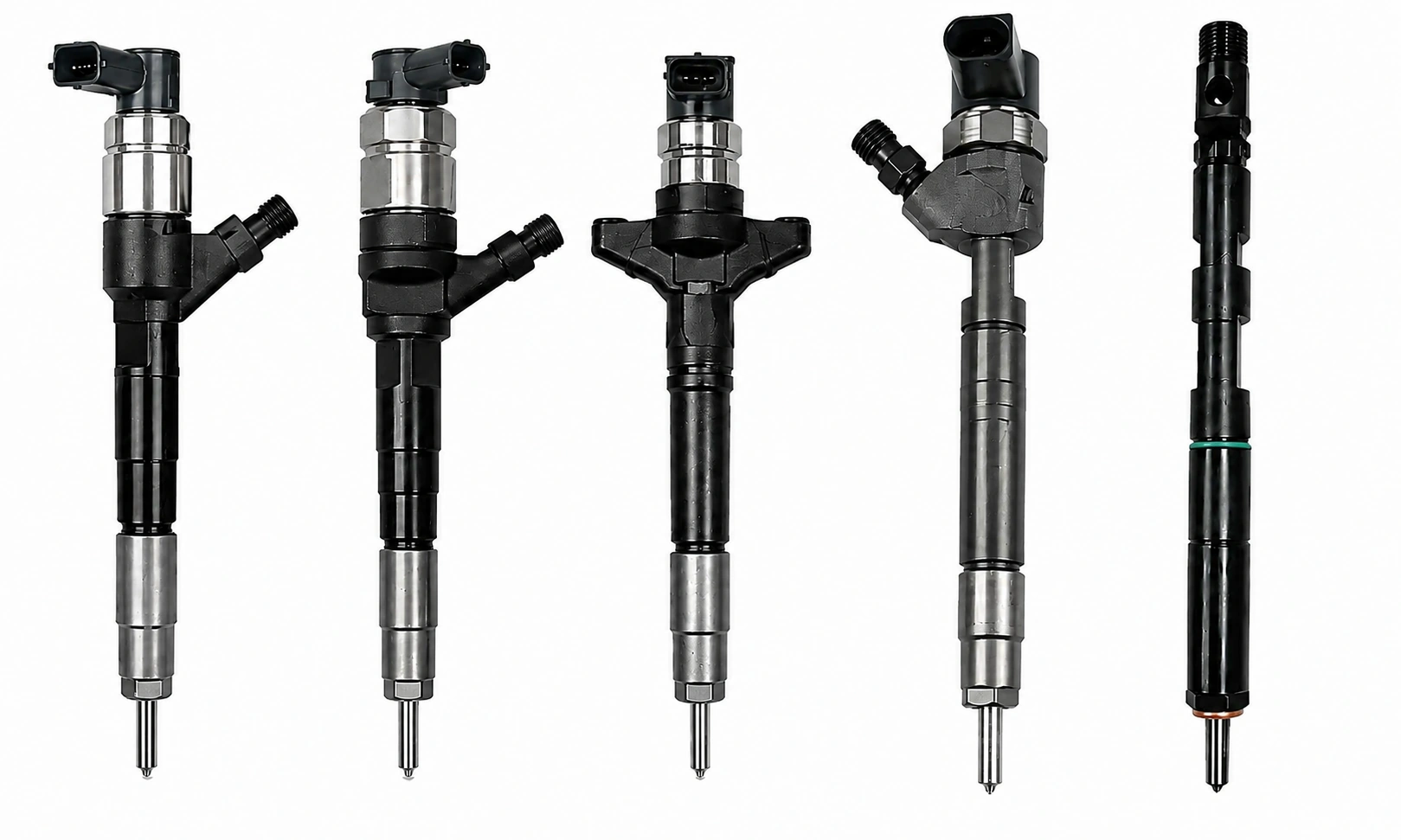 Common rail diesel fuel injectors for aftermarket replacement