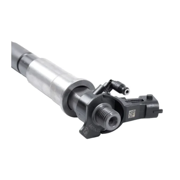 0445115007 Bosch Piezo Diesel Fuel Injector - Angle View 0445115007 Bosch piezo diesel fuel injector, remanufactured injector for selected French vehicle applications Renault(Espace-Laguna 2.0 DCI-Koleos), Opel Vivaro diesel applications