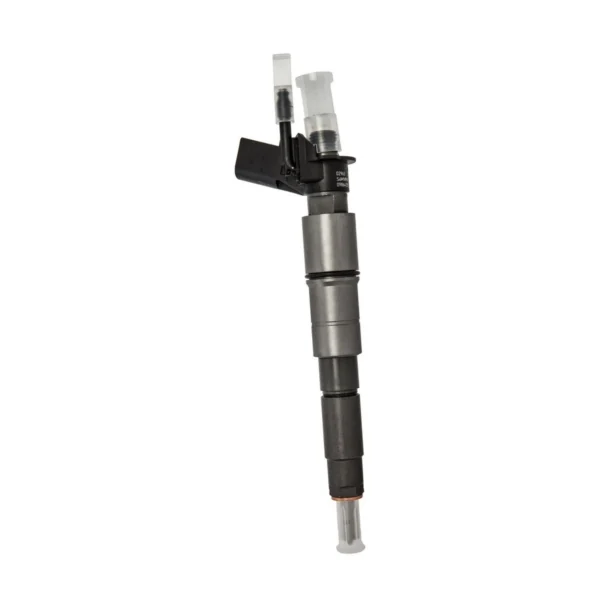 0445115048 Bosch Piezo Diesel Fuel Injector - Angle View 0445115048 Bosch piezo diesel fuel injector, remanufactured injector for selected diesel engine applications